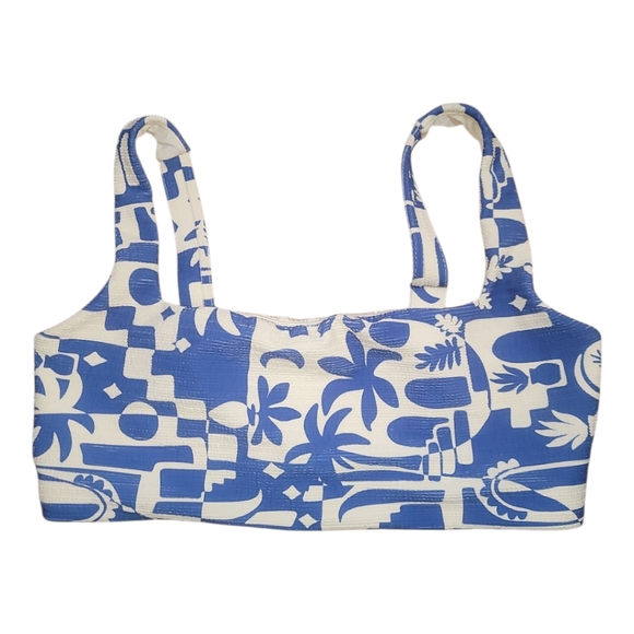 Show me Your Mumu blue white santorini contour scrunch bikini swim top nwot xxl - Picture 5 of 7